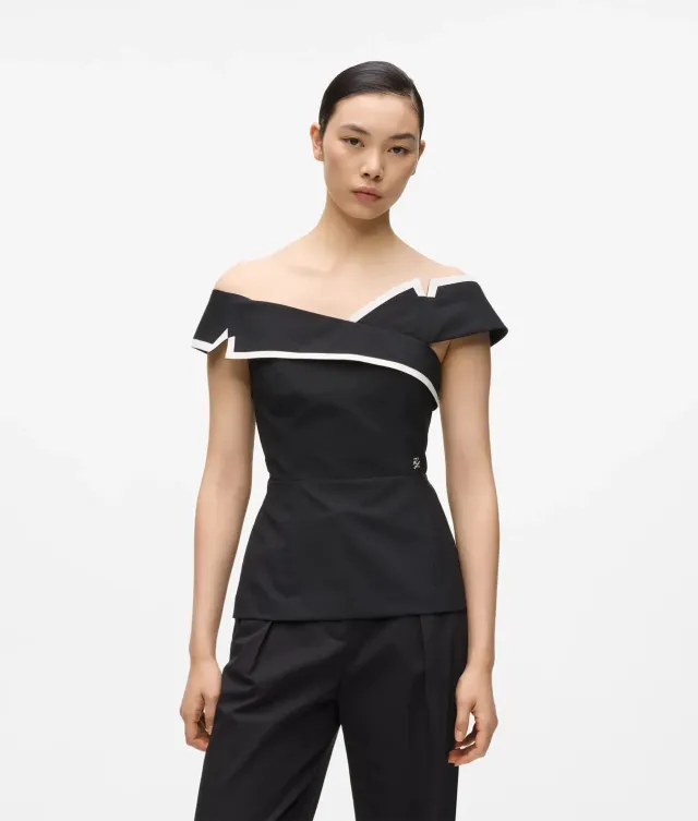 Karl Lagerfeld Tailored Off-Shoulder Top Paspel