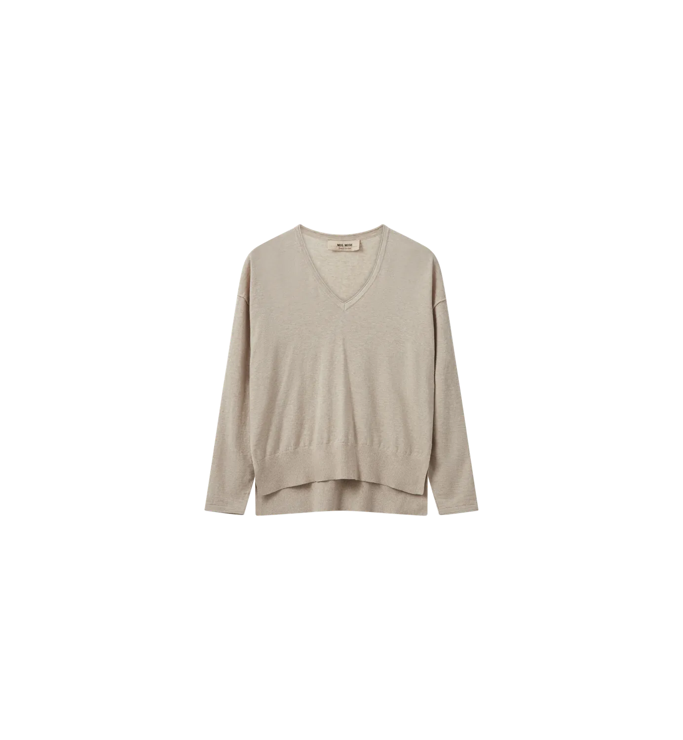 Mos Mosh MMTani V-neck Knit Pullover Ecru Baumwolle