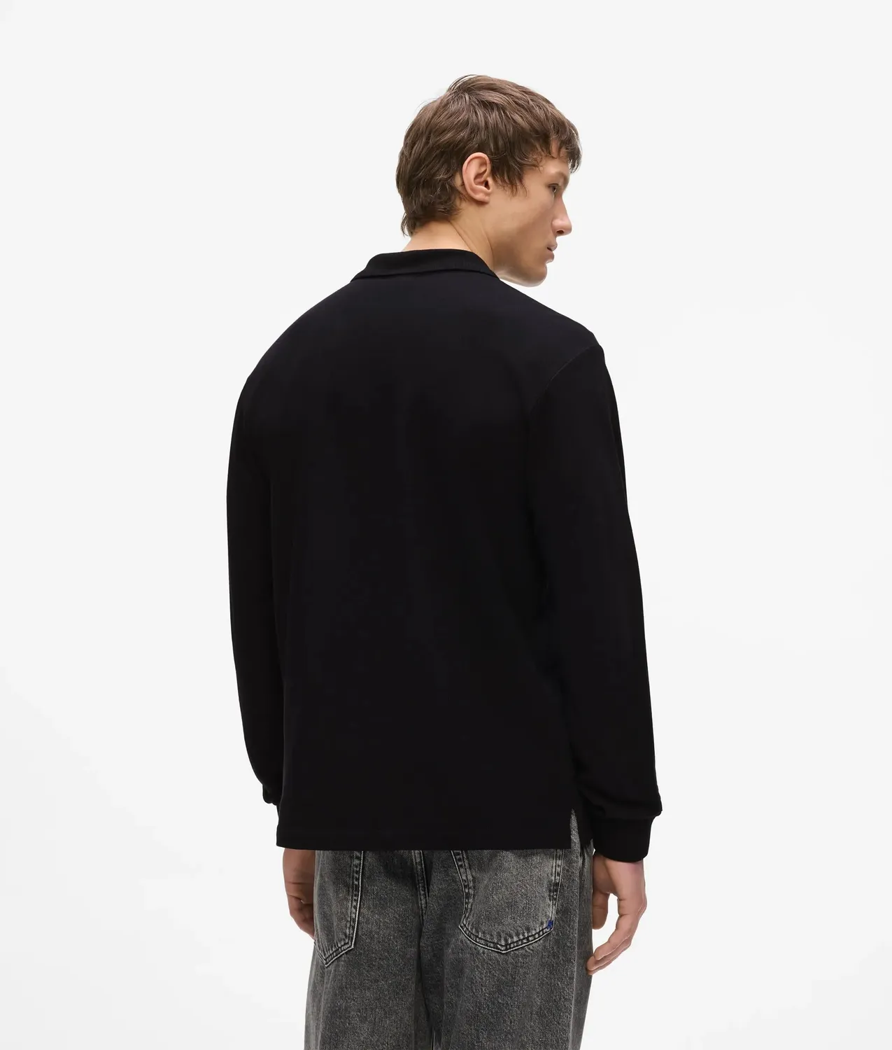 Karl Lagerfeld Jeans Langarm Polohemd Logo-Stickerei