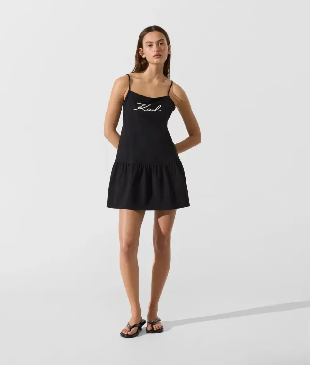 Karl Lagerfeld Signature jersey mini Strandkleid mit Karreeausschnitt