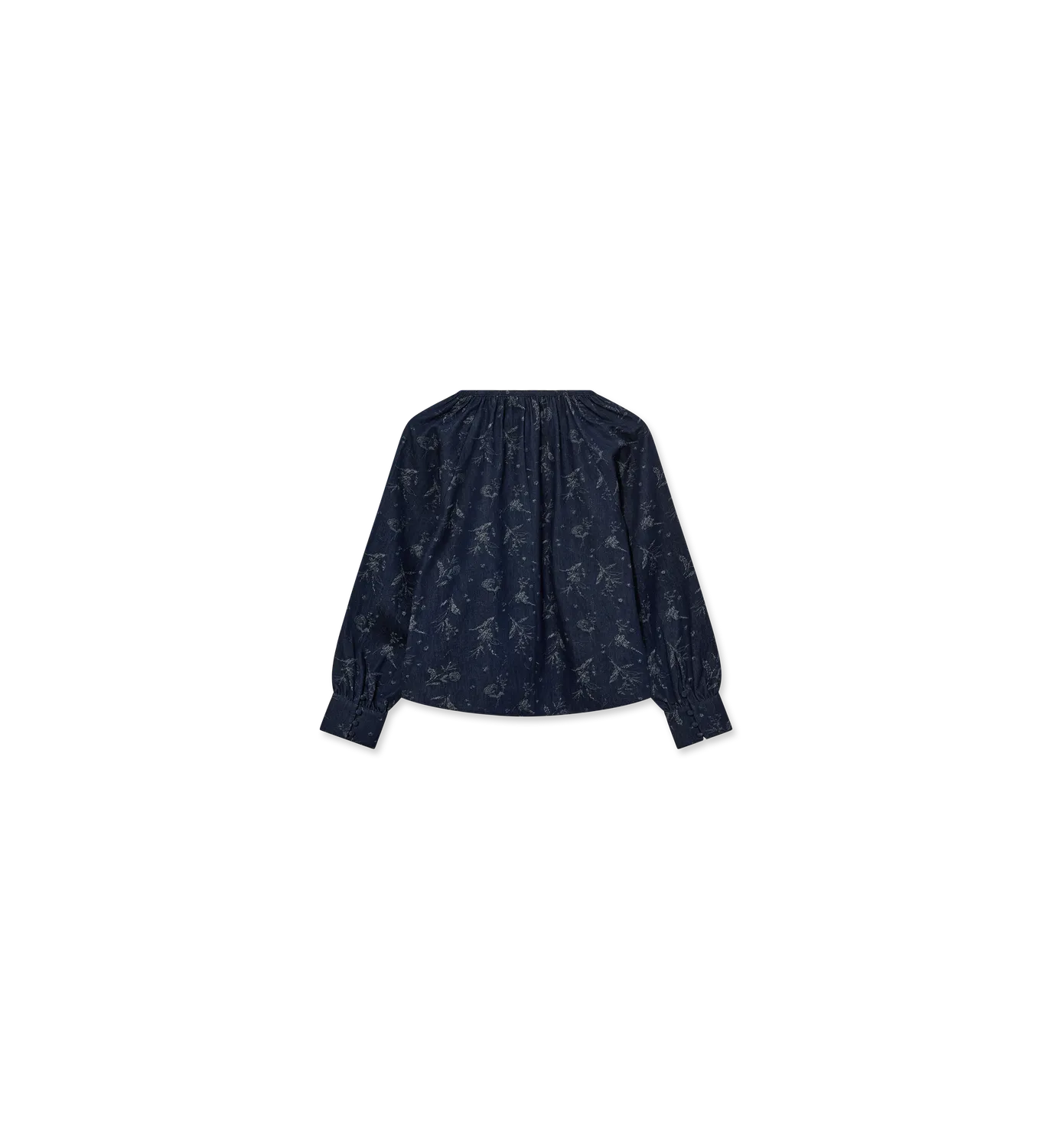 Mos Mosh MMHPoise Jacquard Bluse Dark Blue Denim Baumwolle Oversize