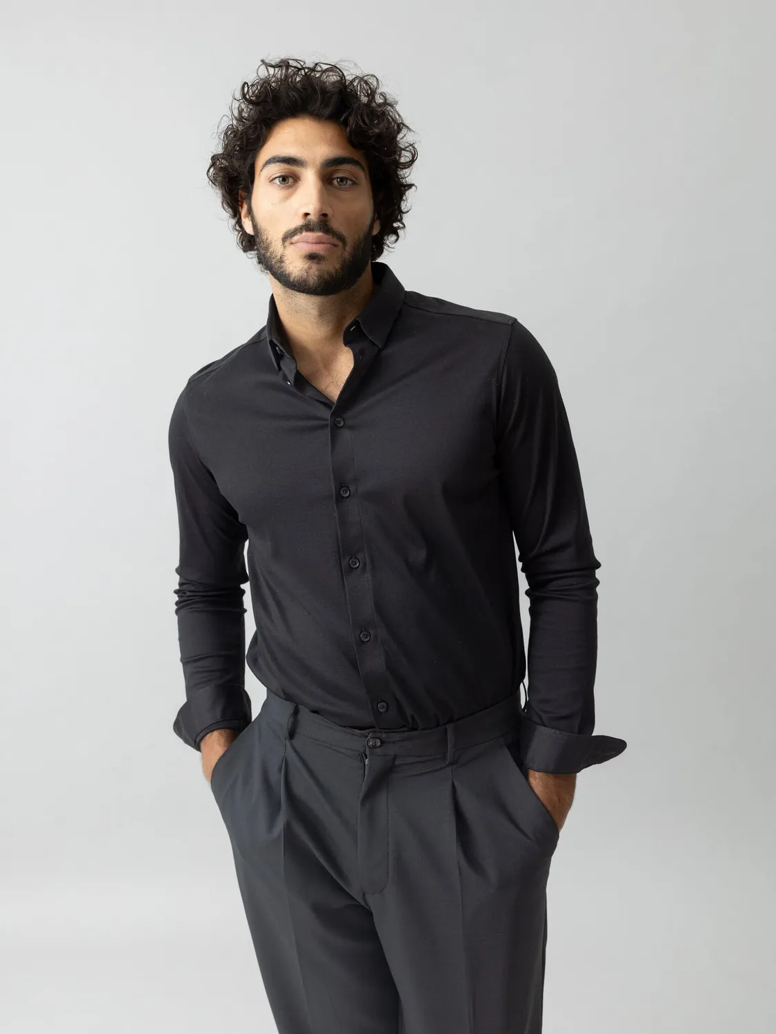 Mos Mosh MMGMarley Jerseyhemd Regular Schwarz Baumwolle