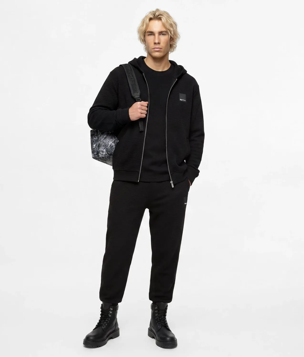 Karl Lagerfeld Jeans Waffle Zip-Up Hoodie Damen Herren