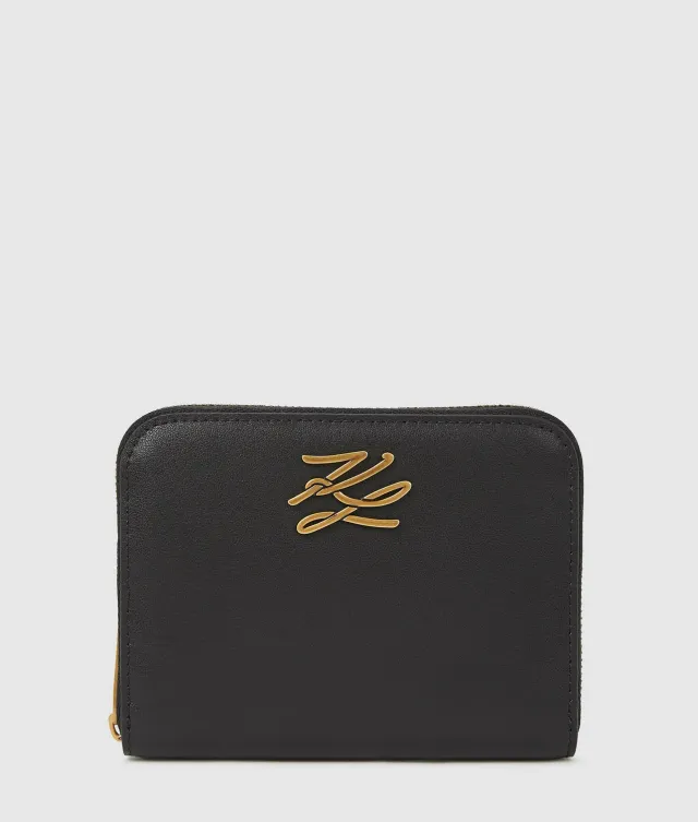 Karl Lagerfeld K/Autograph Zip Wallet Leder schwarz mittel