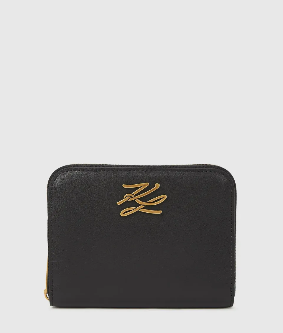 Karl Lagerfeld K/Autograph Zip Wallet Leder schwarz mittel