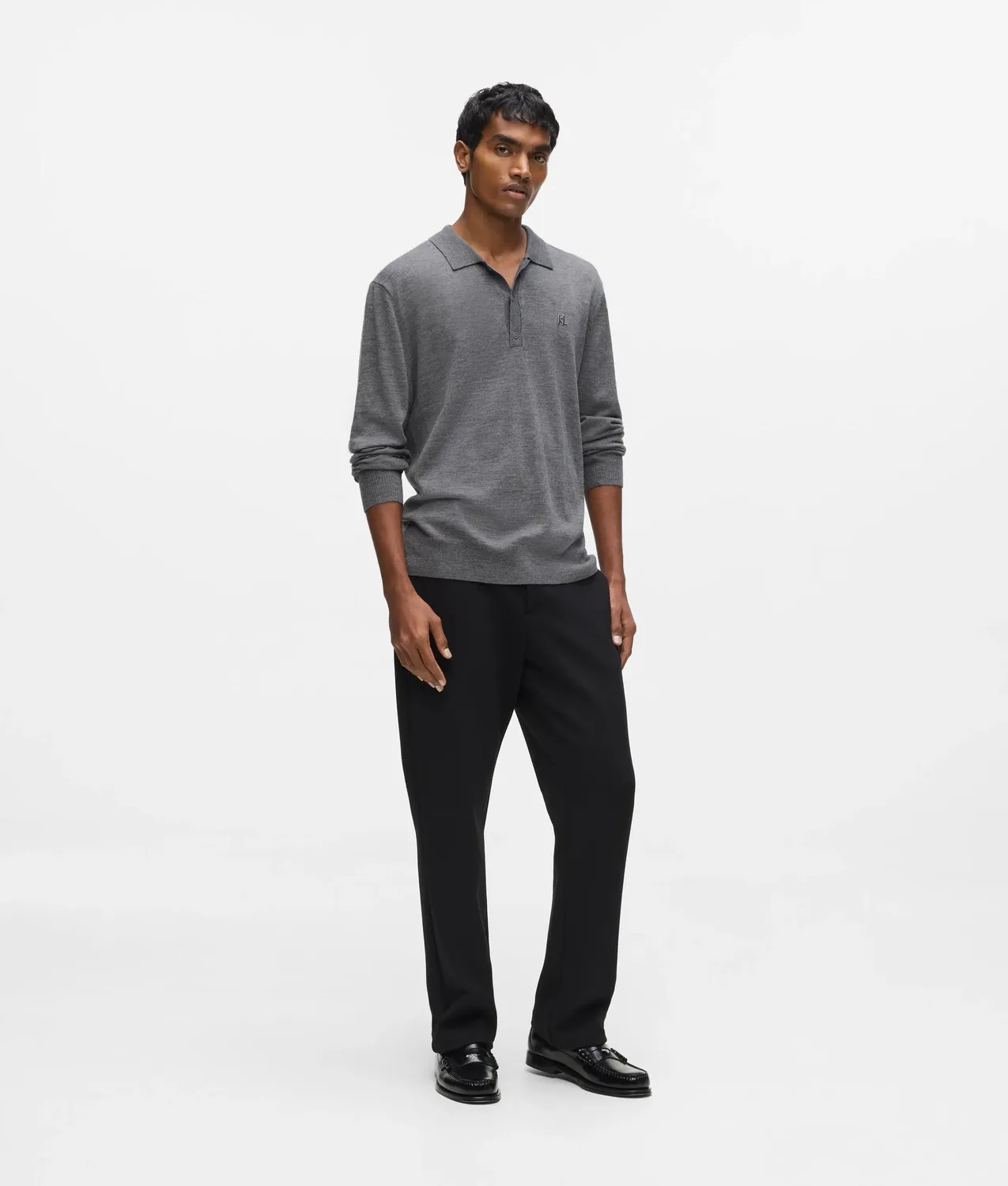 Karl Lagerfeld Merino Poloshirt langarm Wolle