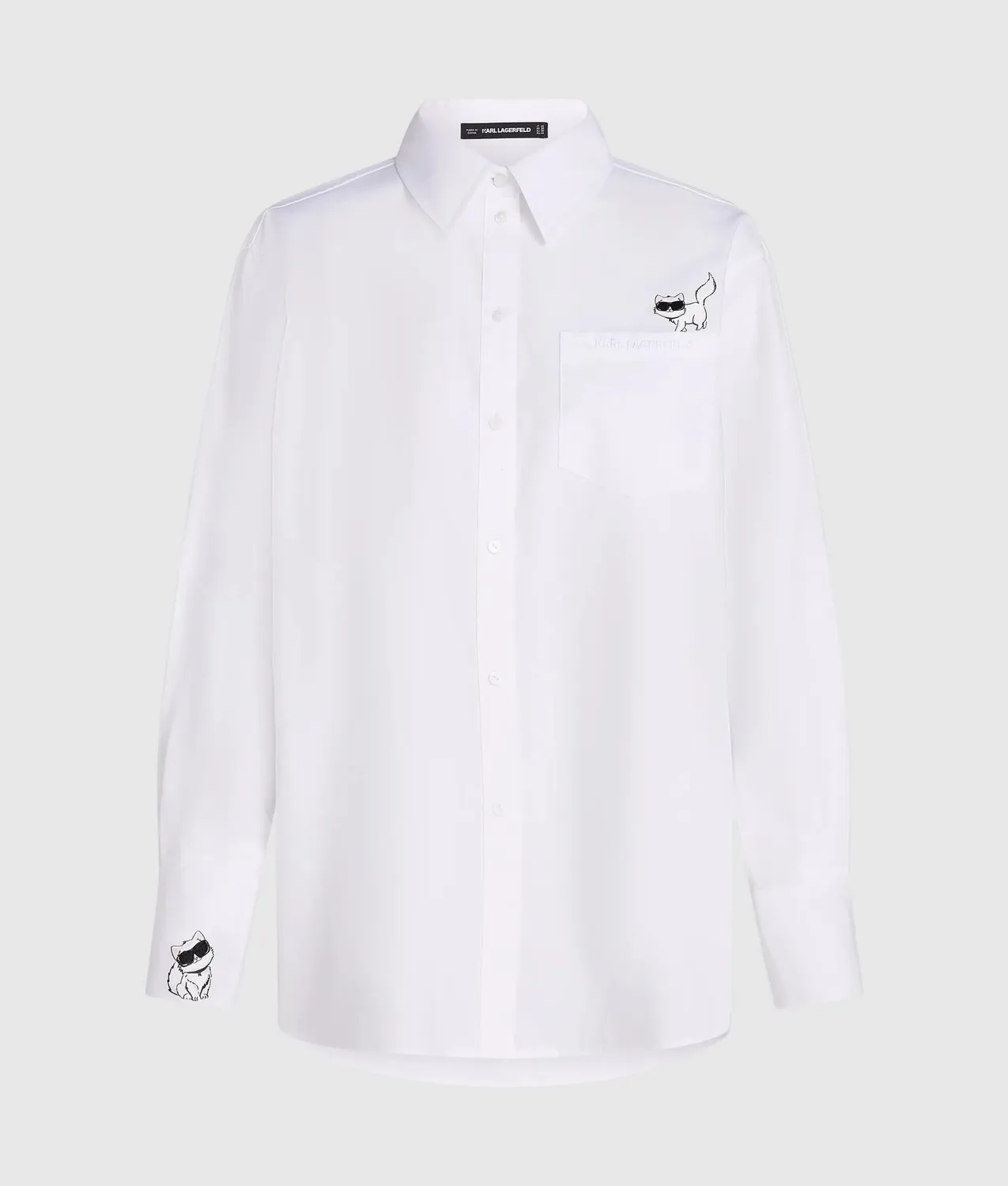 Karl Lagerfeld Ikon Choupette Poplin Bluse Bio-Baumwolle