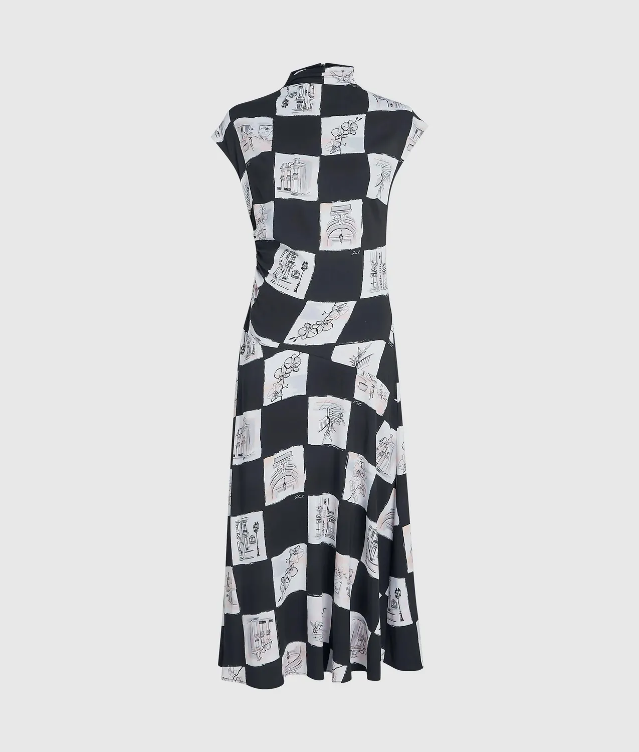 Karl Lagerfeld High-Neck Midikleid Ruching Gr 6