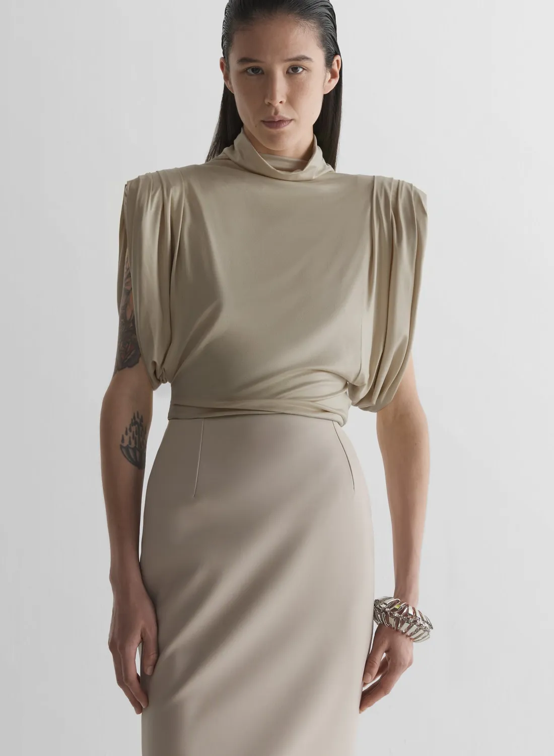 Mugler Jersey Frame Top Neongelb gerader Schnitt