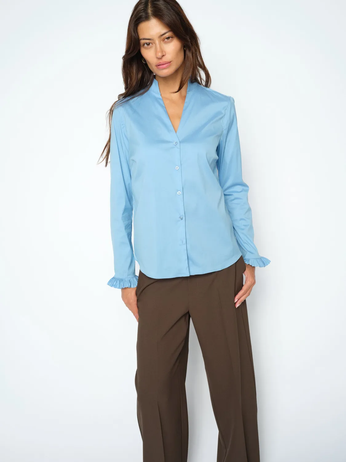 Mos Mosh MMHassie Pleat Shirt Bluse Blissful Blue fitted