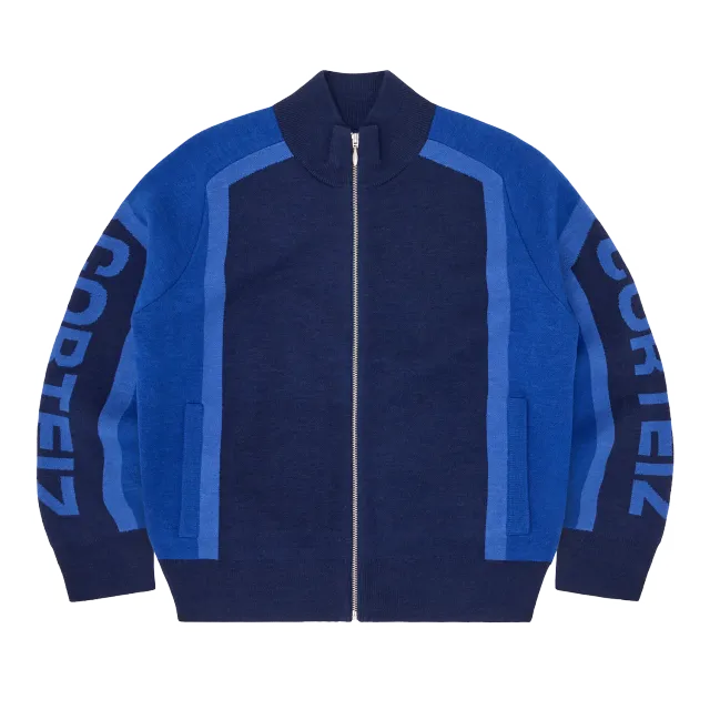 Corteiz Precision Knit Zip Strickjacke Navy Wollmix