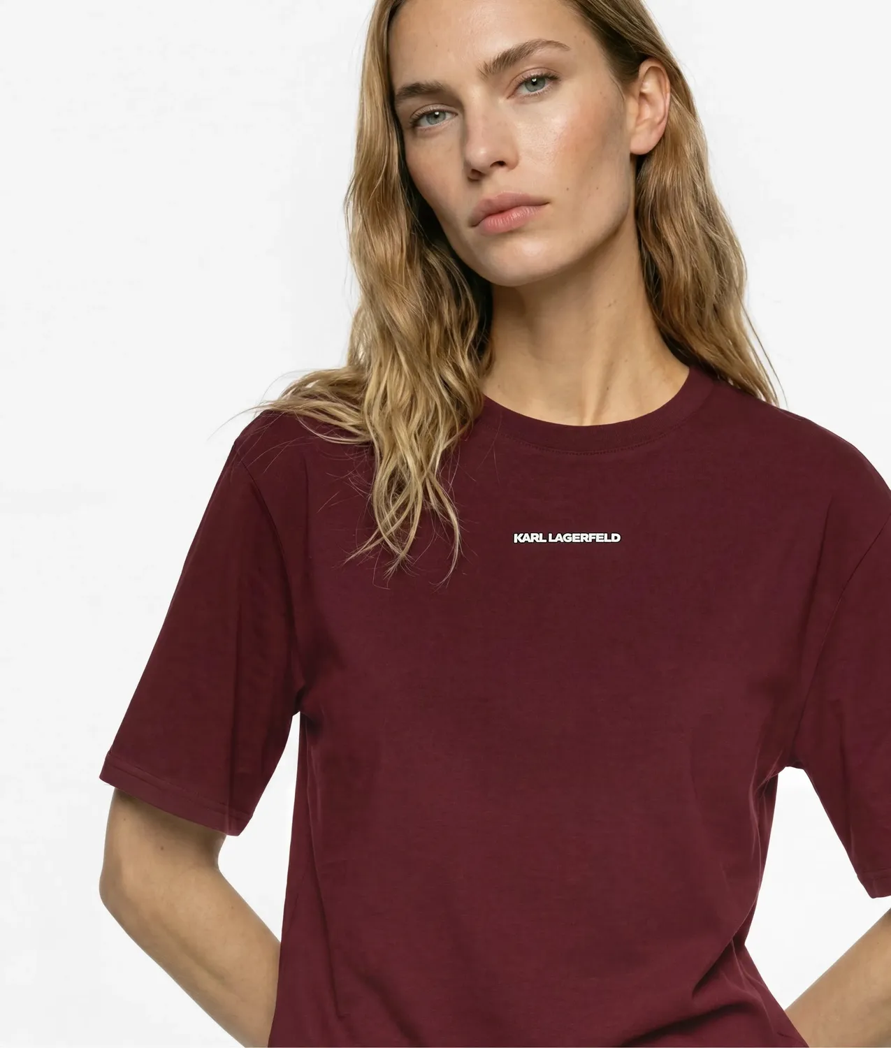 Karl Lagerfeld Logo T-Shirt Athleisure Boxy Weiß