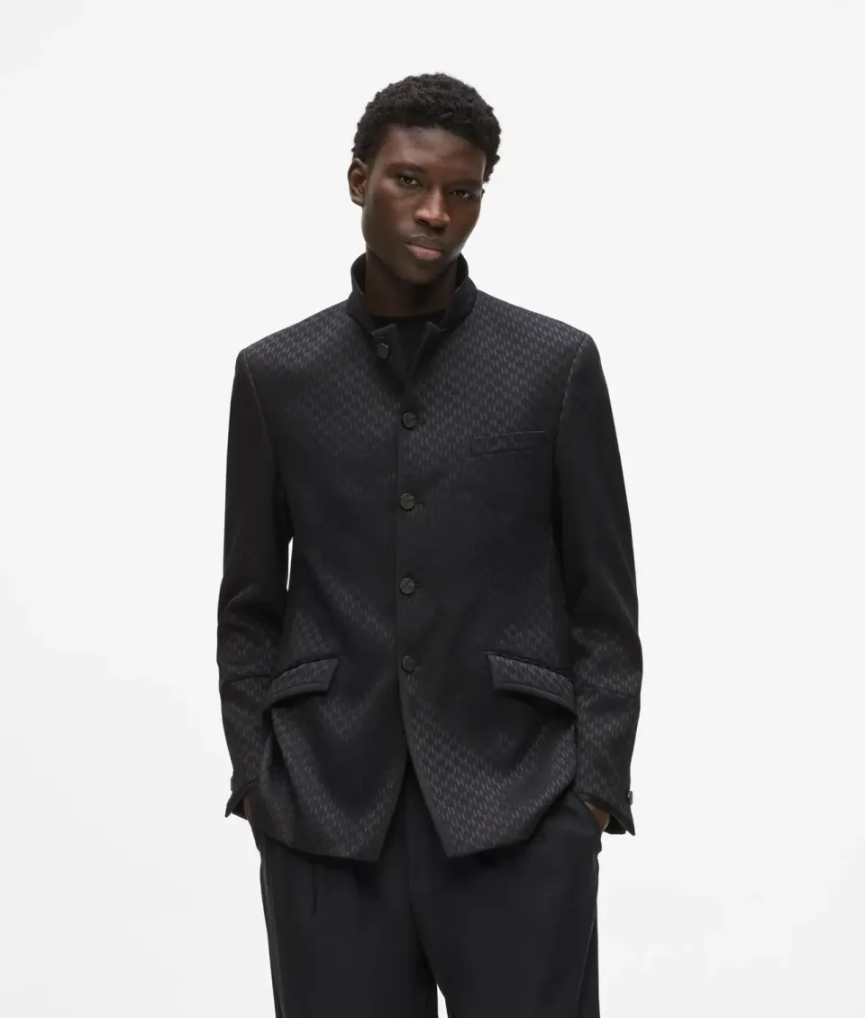 Karl Lagerfeld High-Stand-Collar Jacke Herren Struktur