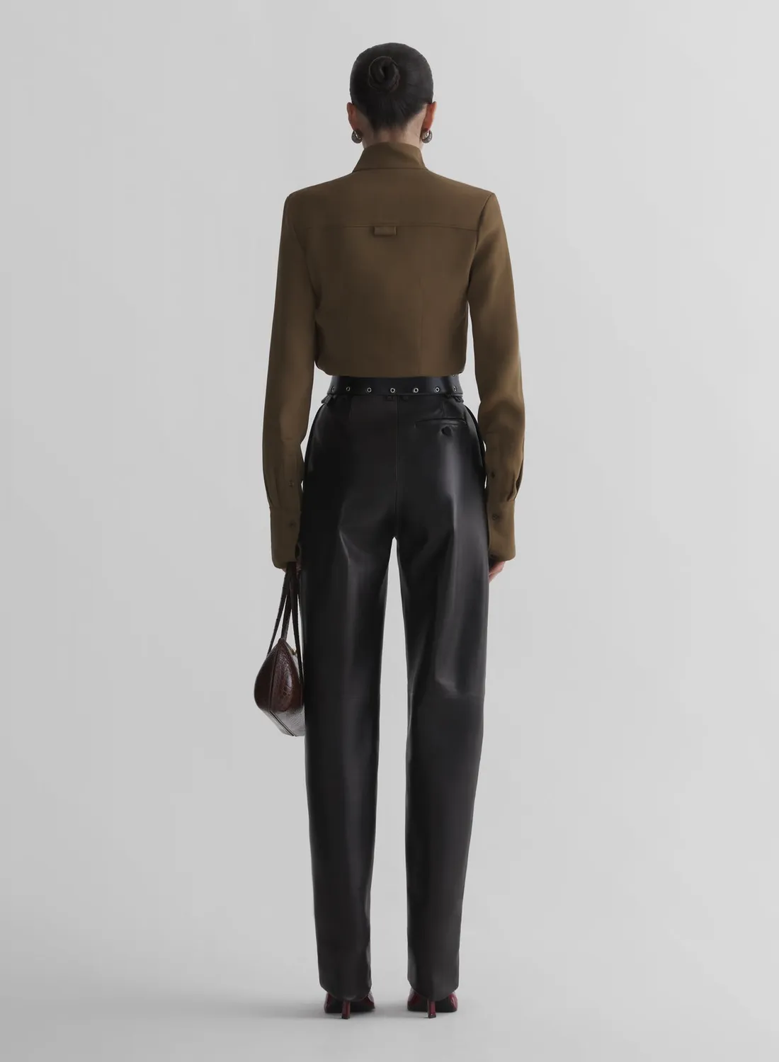 Mugler Fencing Shirt Bluse Khaki tailliert