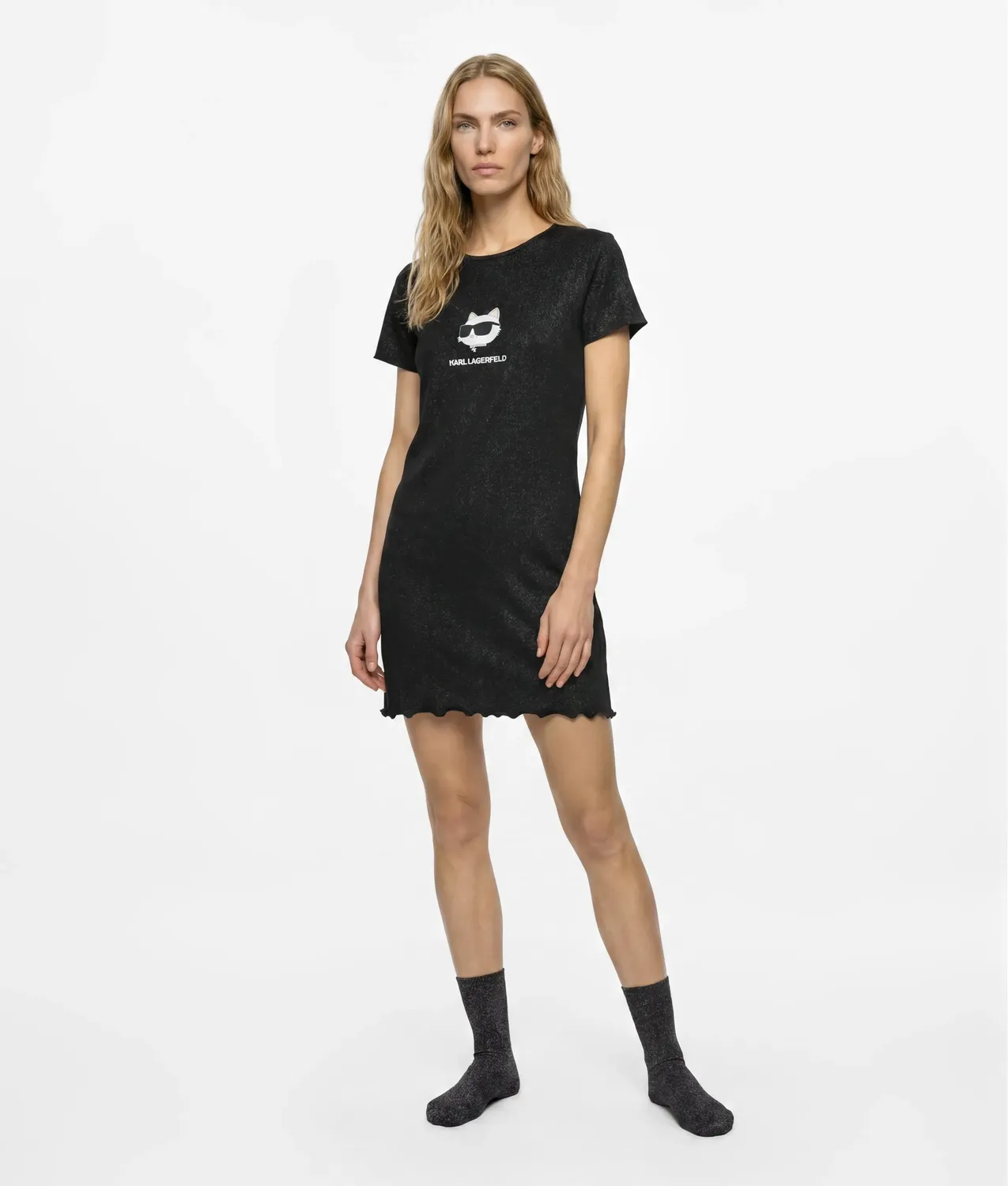 Karl Lagerfeld Ikon Glitzer Nachthemd mit Socken Set Choupette
