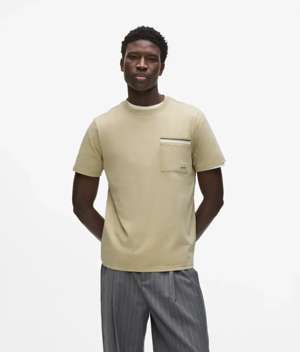 Karl Lagerfeld Ikon Stripe Pocket T-Shirt Bio