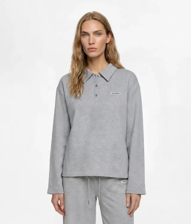Karl Lagerfeld Rhinestone Sweatshirt Polo-Kragen Strass