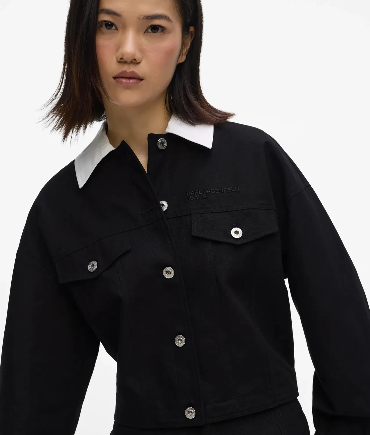 Karl Lagerfeld Jeans Canvas Jacke schwarz-weiß