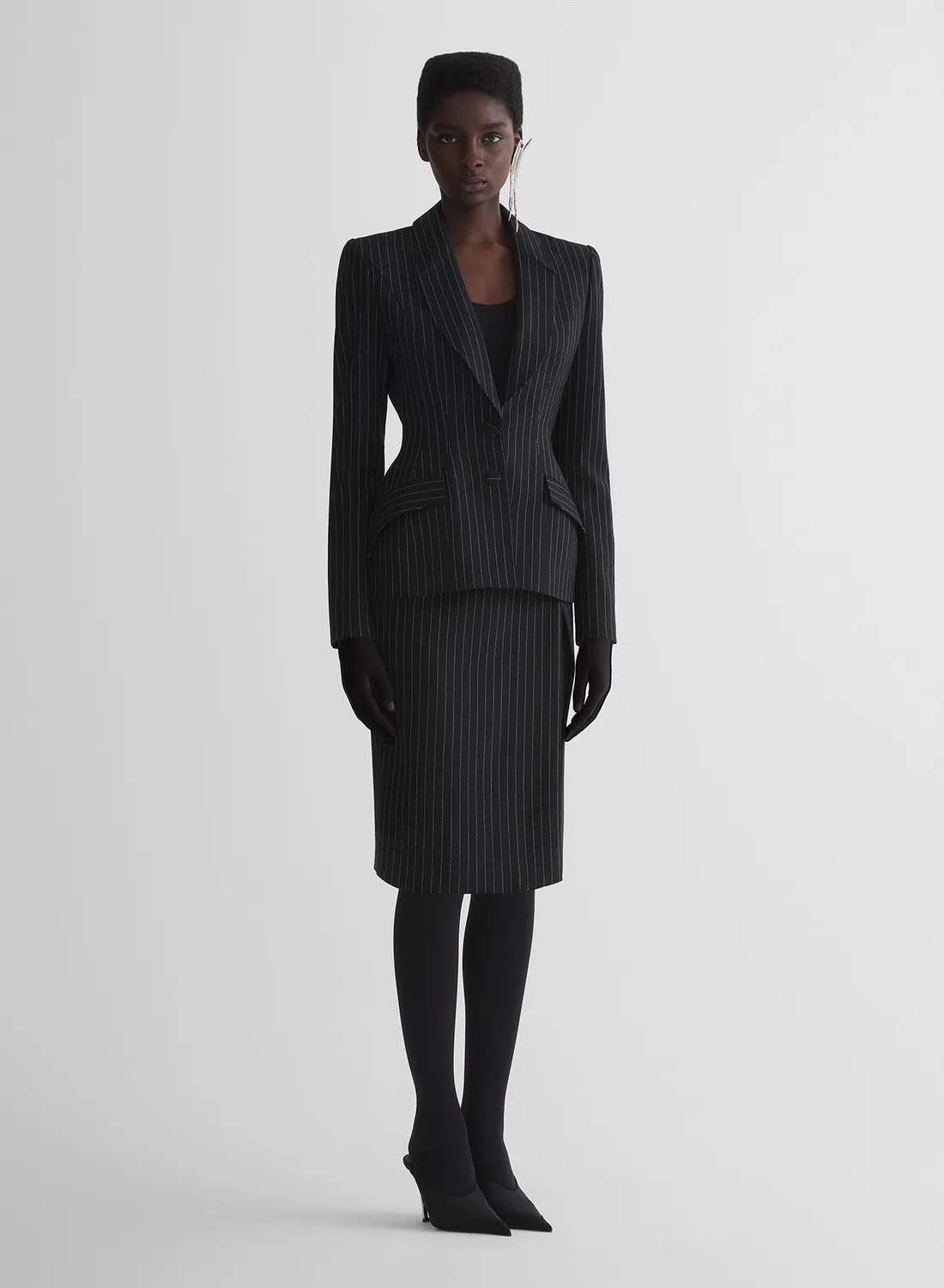 Mugler Re/Edit Lingerie Bleistiftrock Nadelstreifen