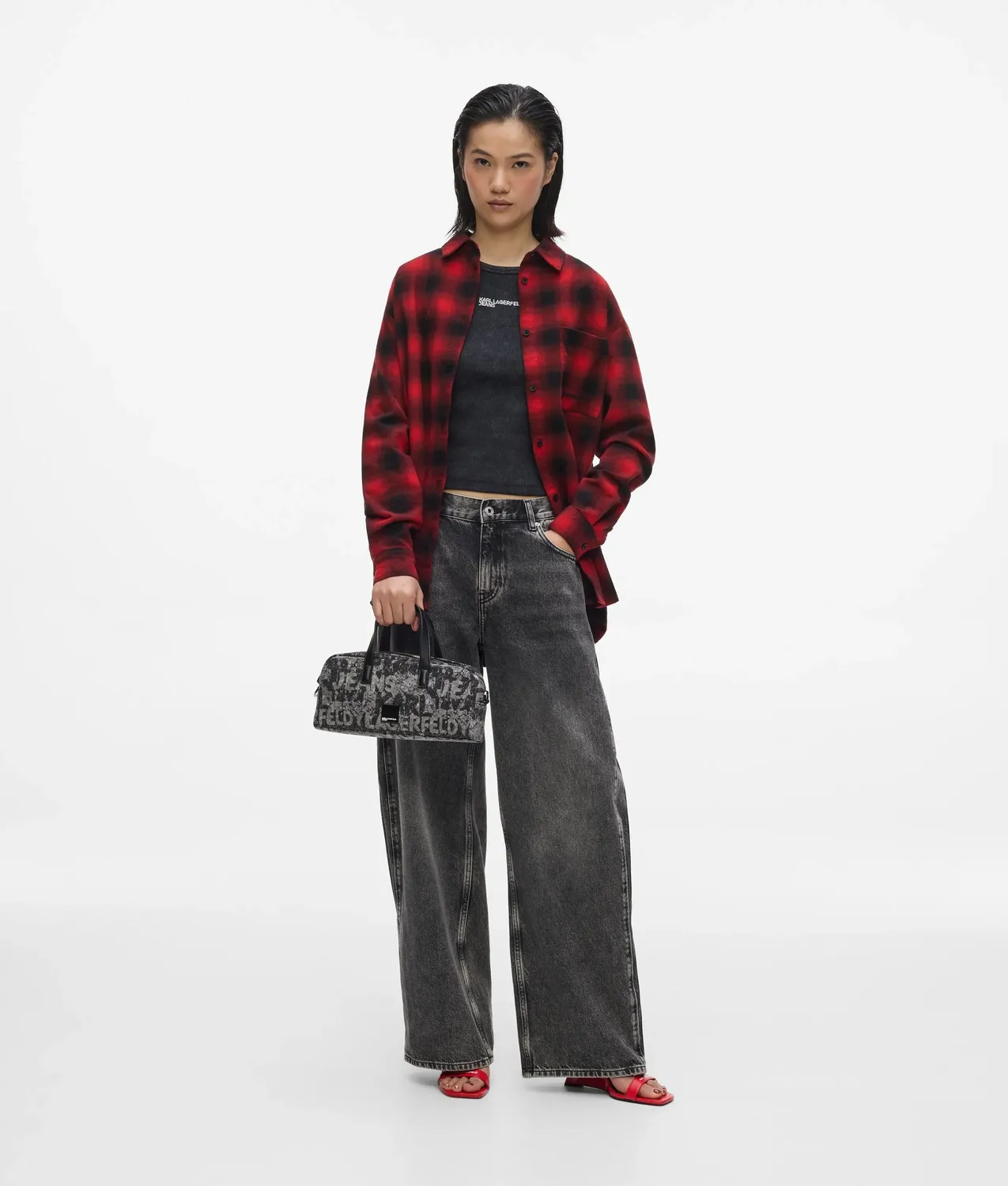 Karl Lagerfeld Jeans Bowling Bag Denim Print