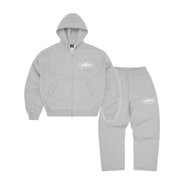 Corteiz Island Puff Print Tracksuit Trainingsanzug Heather Grey