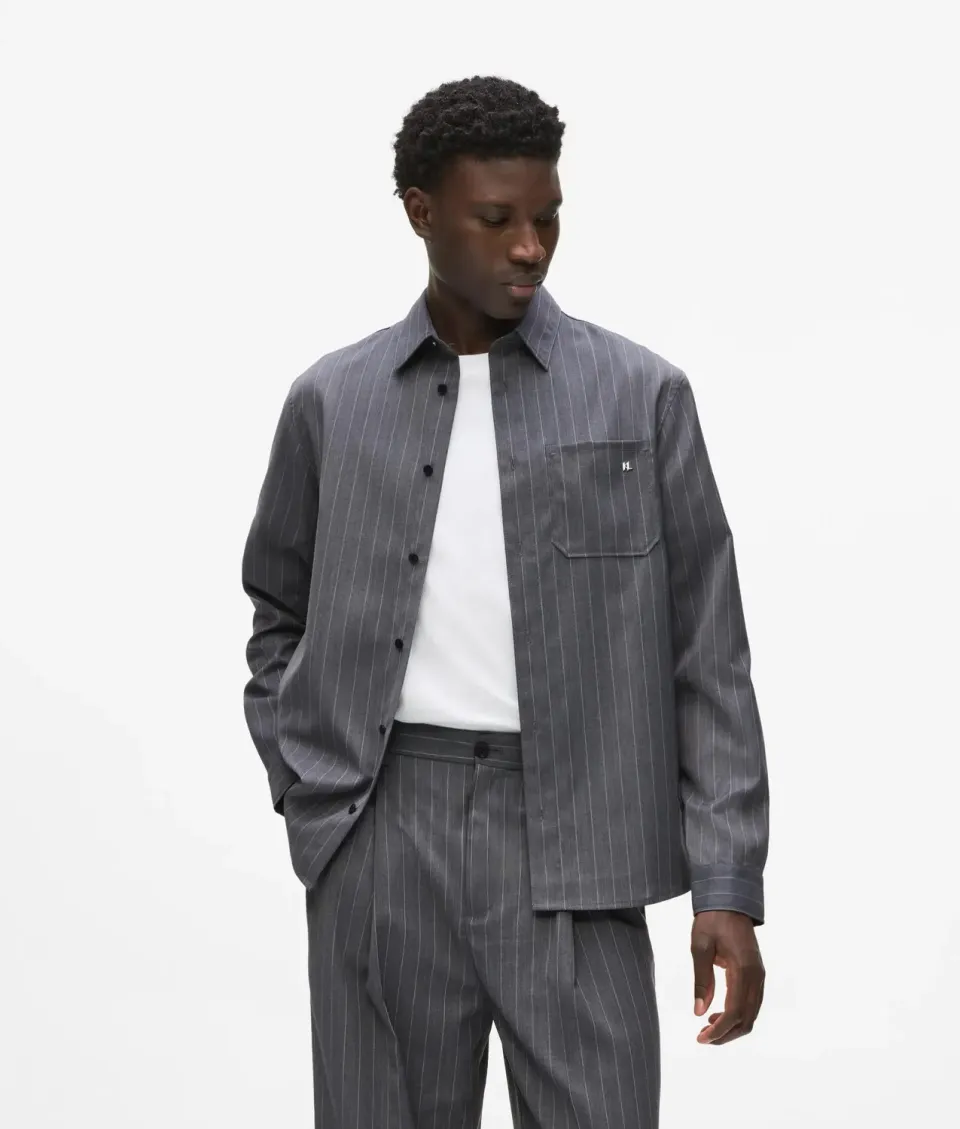 Karl Lagerfeld Pinstripe Hemd Wollmix Nadelstreifen