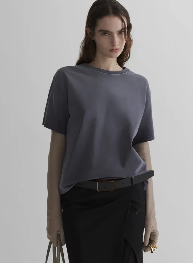 Mugler Logo T-Shirt Oversize grau
