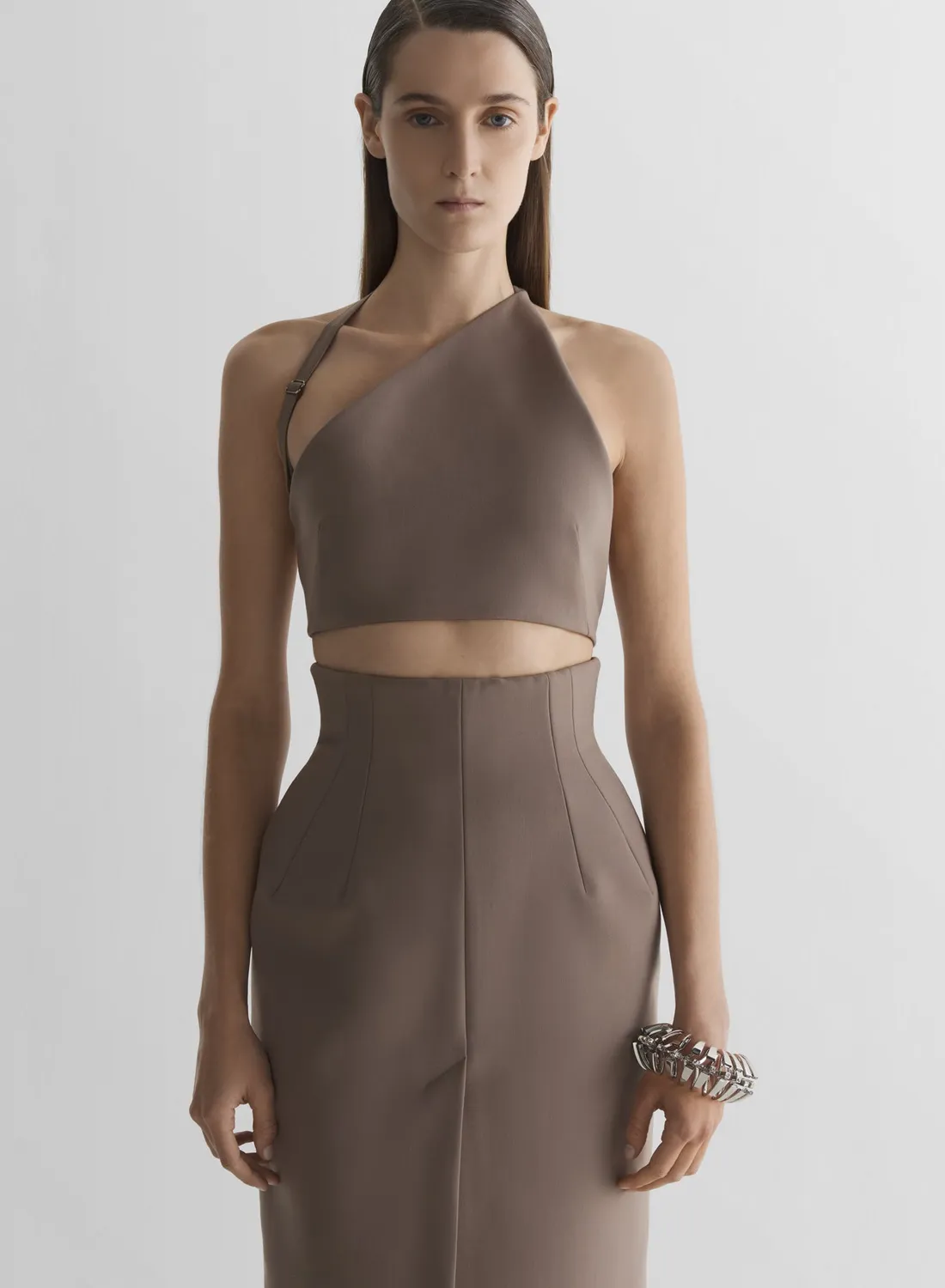 Mugler Cropped Tailored Strap Top Schwarz