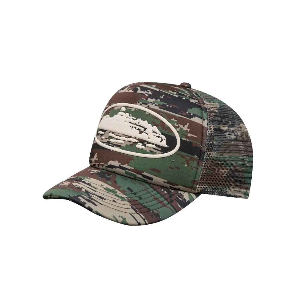 Corteiz Island Trucker Hat Digi Camo Puff Print