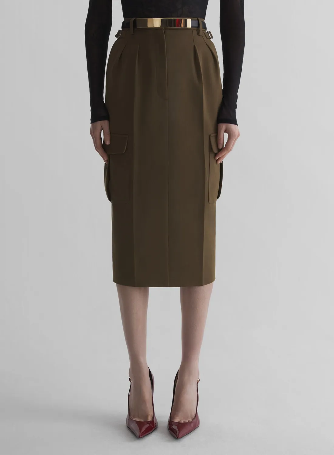 Mugler Cargo Rock Khaki Midi Satin Gr.34-46