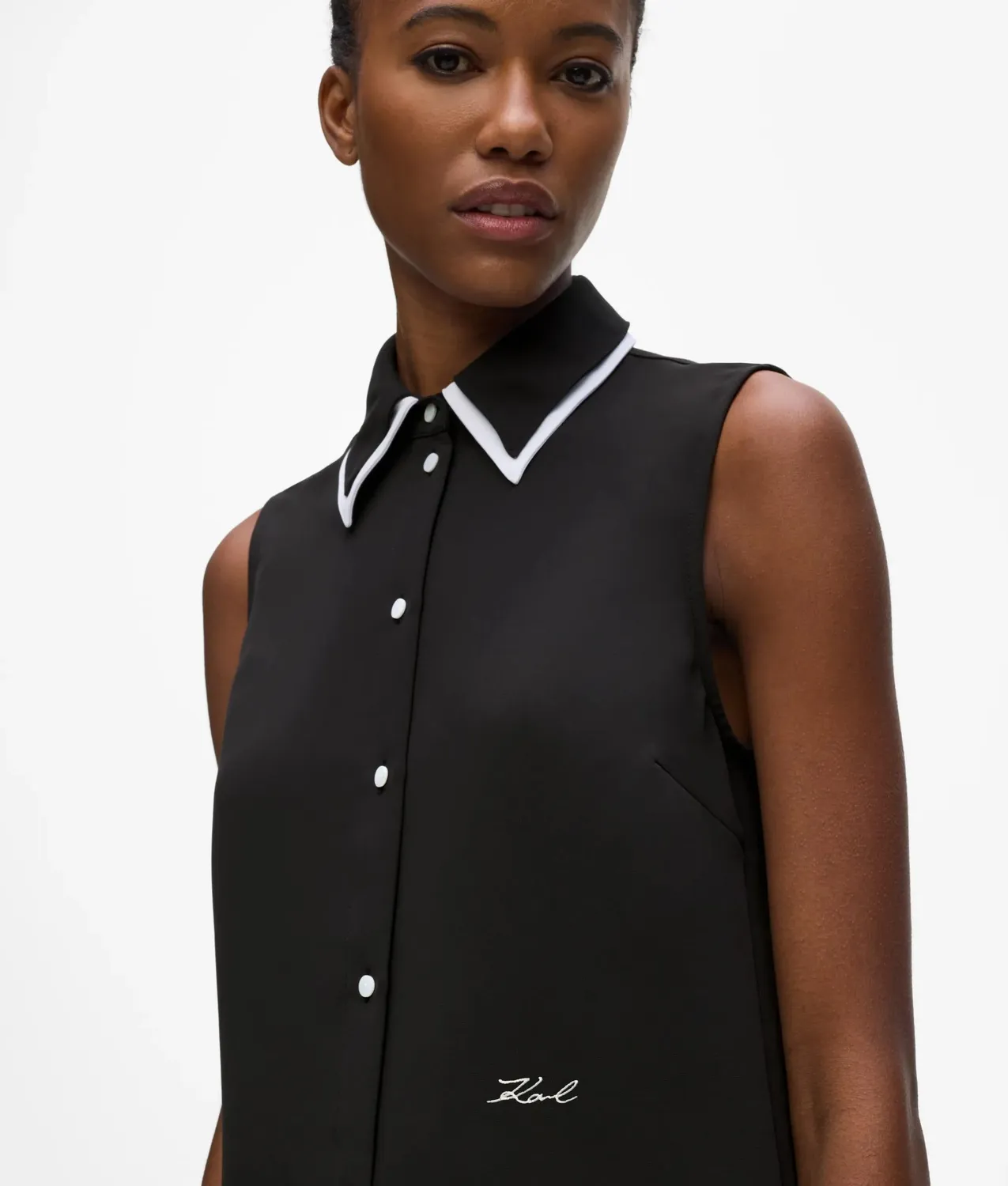 Karl Lagerfeld Bluse ärmellos schwarz-weiß Gr.0-10