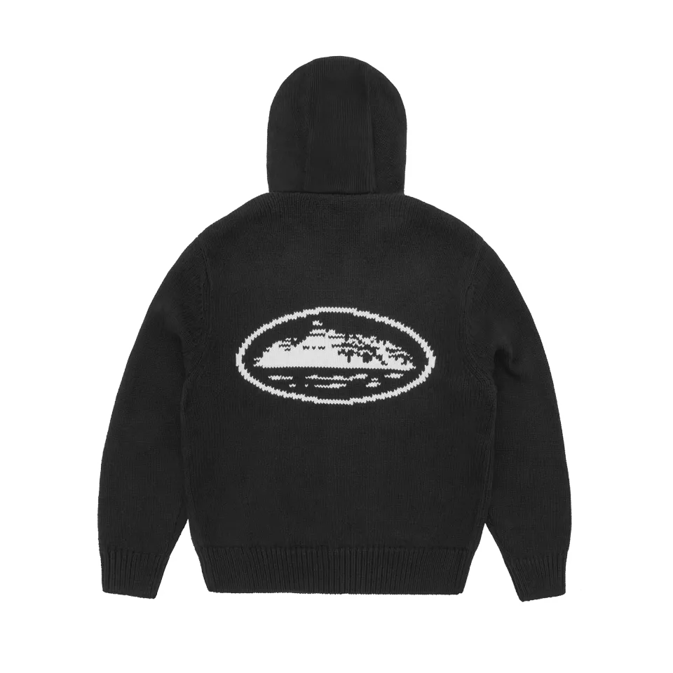 Corteiz Alcatraz Heavy Knit Zip Hoodie Schwarz