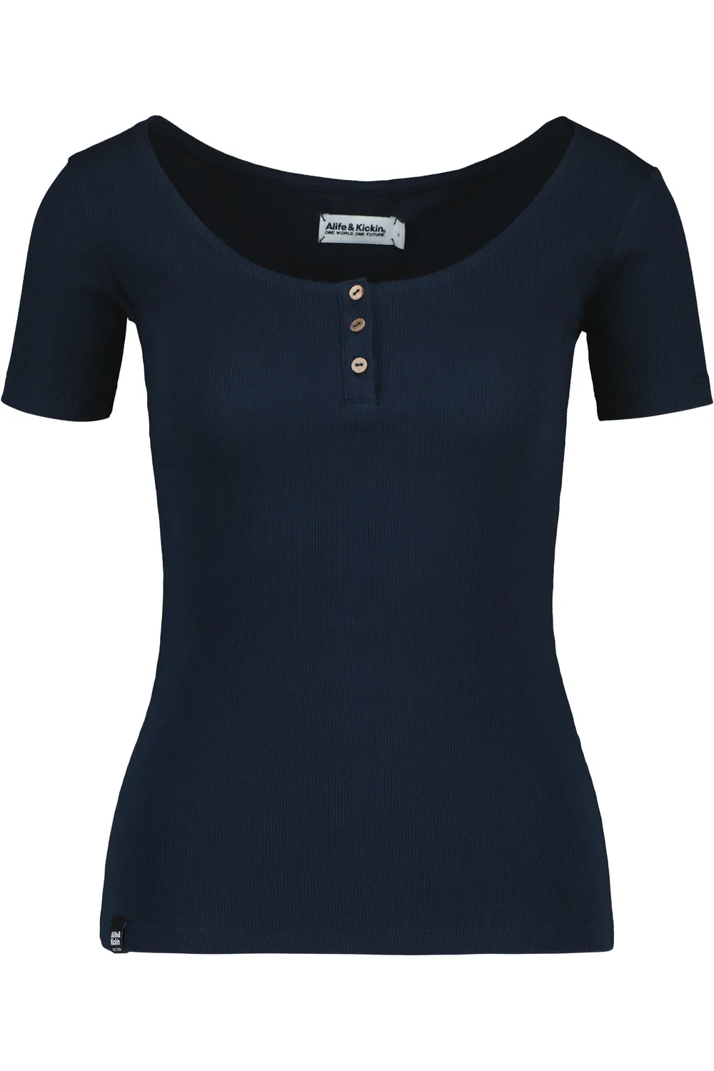 Alife & Kickin RosaAK A T-Shirt Dunkelblau Damen Ripp