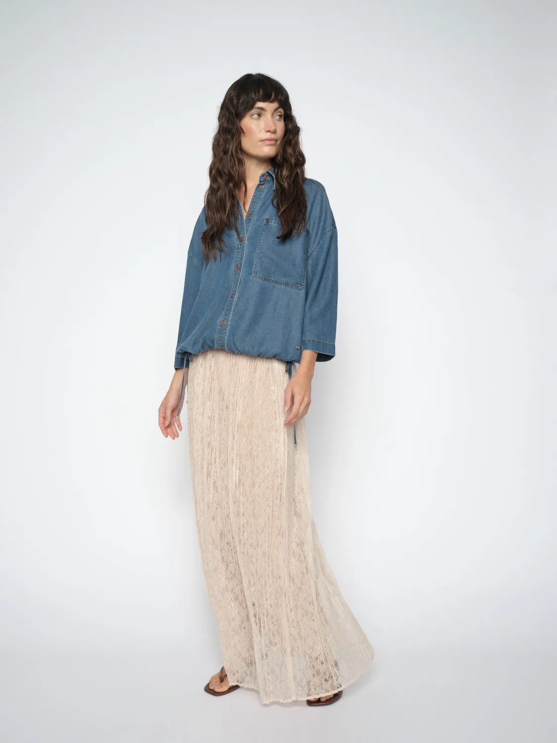 Mos Mosh MMJurnee Lace Pleat Rock Doeskin S Spitze