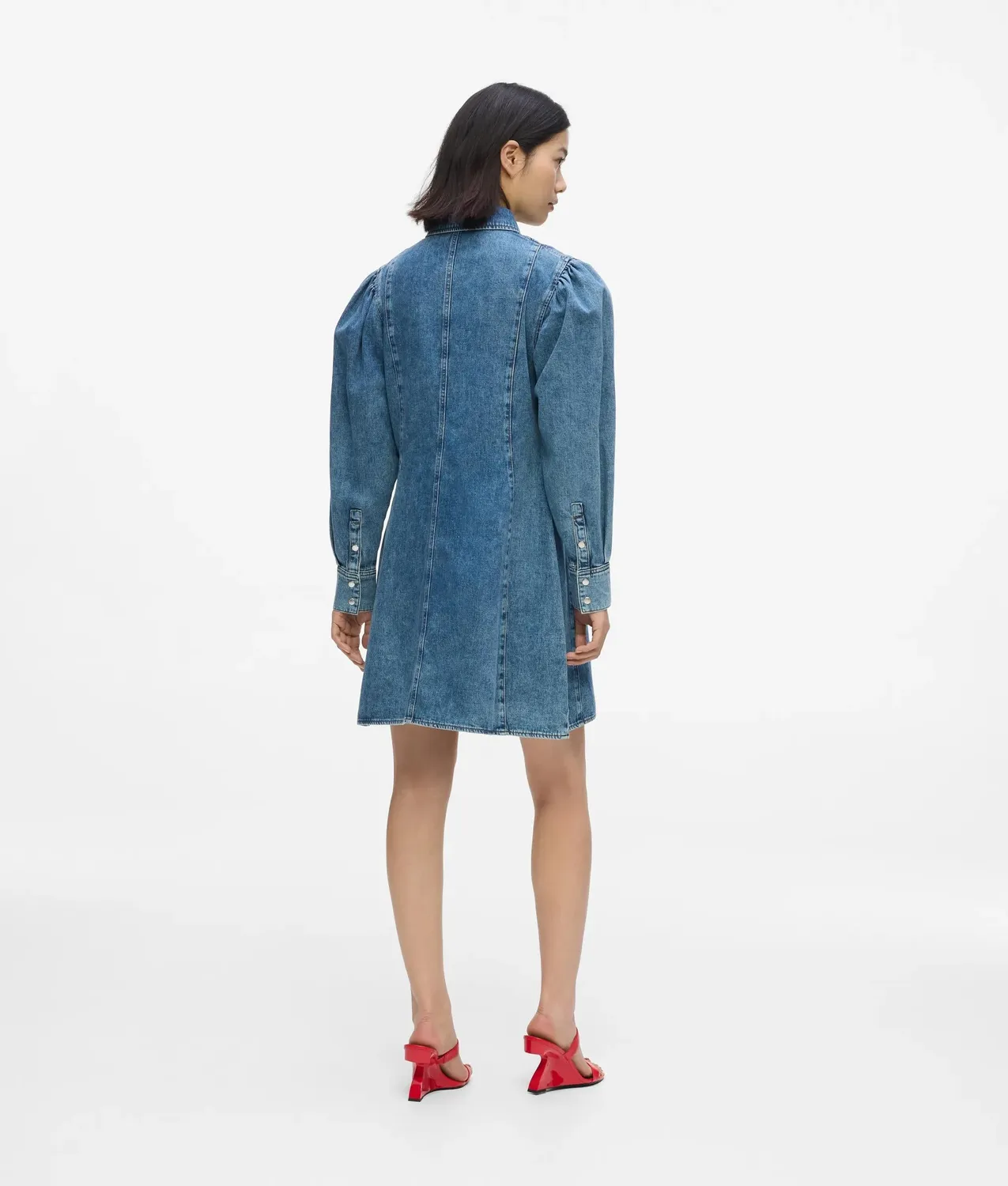 Karl Lagerfeld Puff Sleeve Denimkleid Jeanskleid Blau