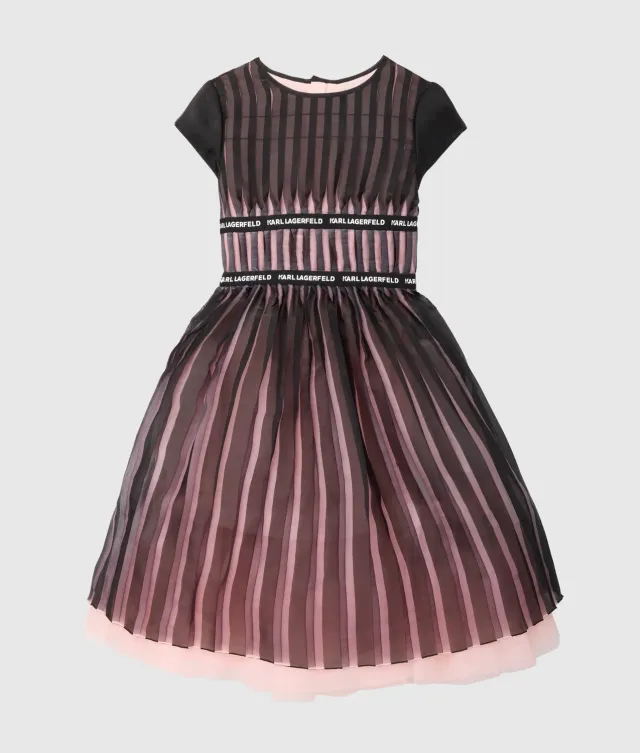 Karl Lagerfeld Girls Pleated Mesh Kleid mit Plissee
