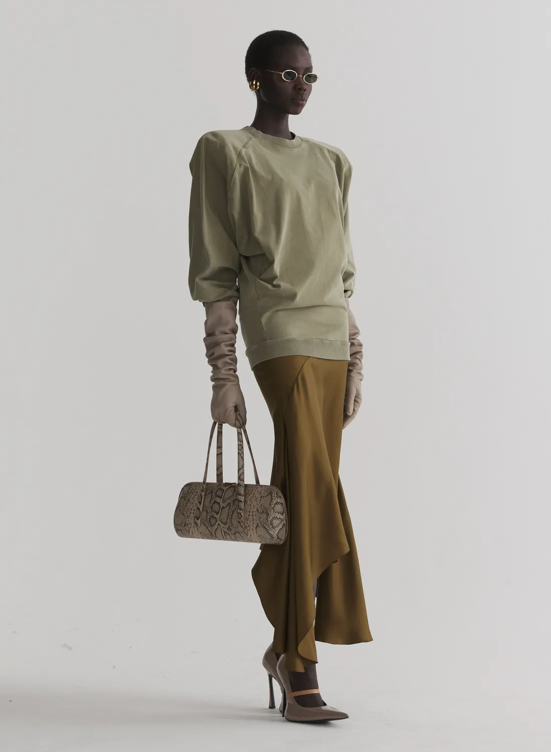 Mugler Bat Longsleeve khaki Oversize