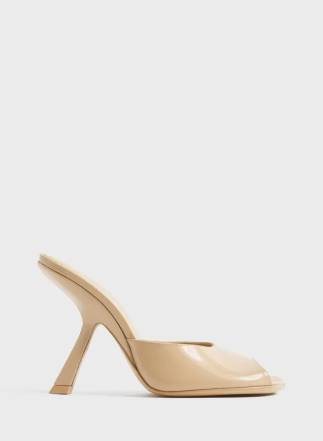 Mugler Peep-Toe Mules 105 Pantoletten beige