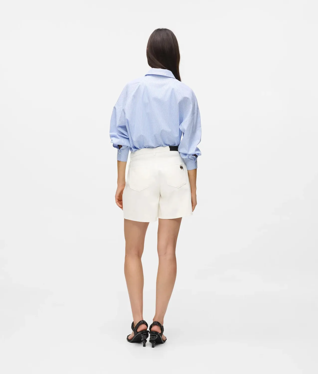 Karl Lagerfeld Ikon Denim Shorts Button-Fly Stickerei