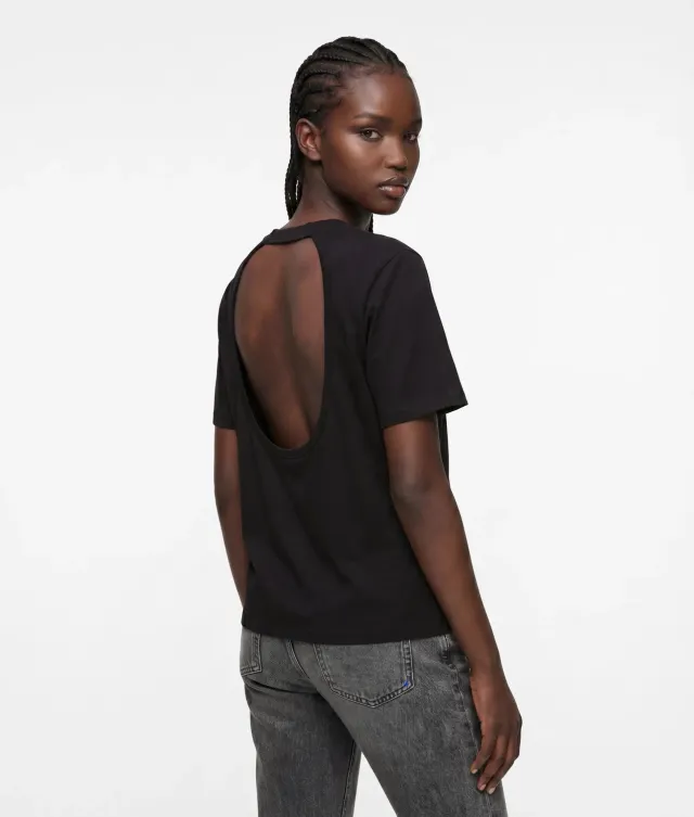 Karl Lagerfeld KL Jeans Open-back T-Shirt Mockneck Logo
