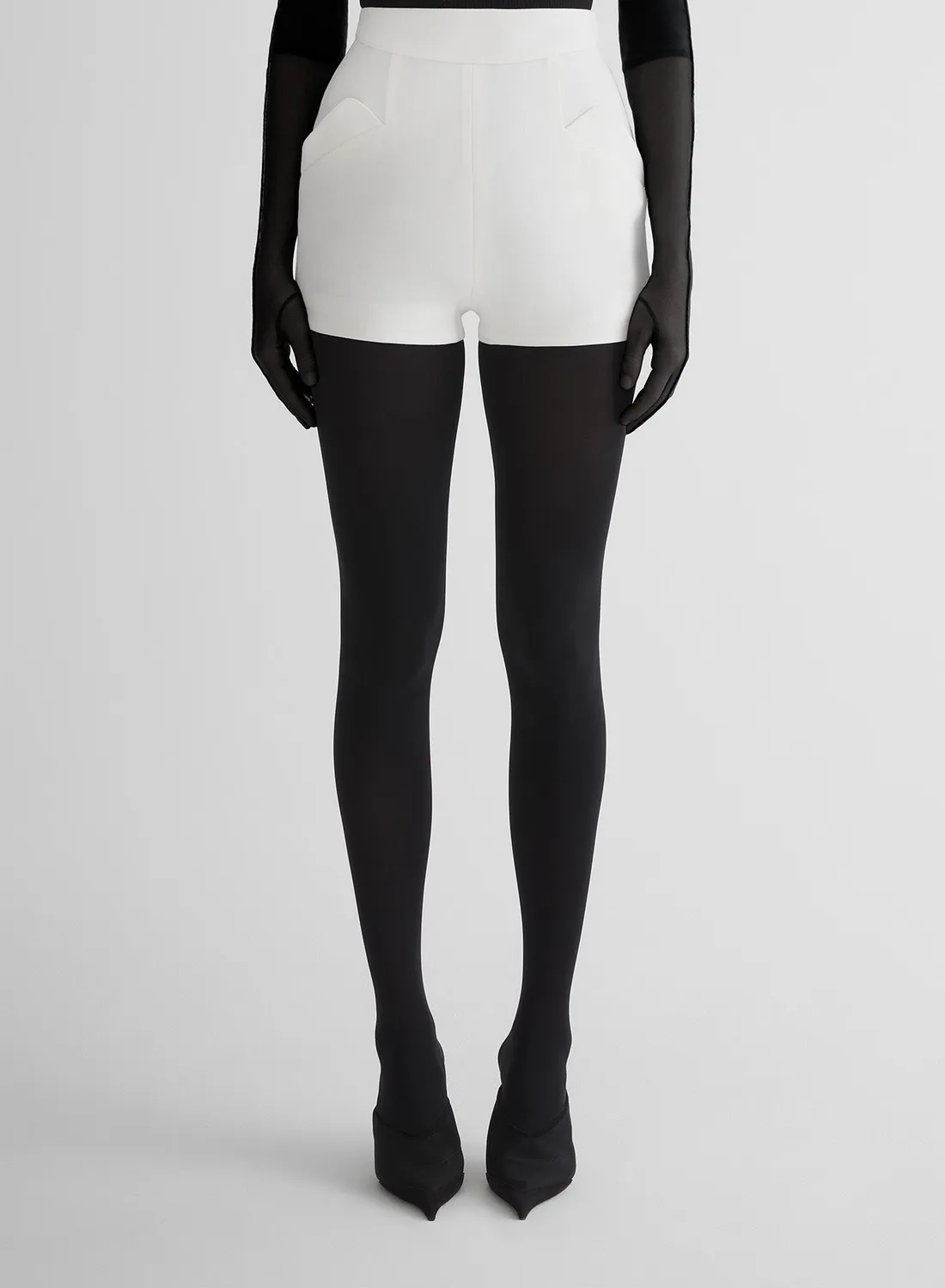 Mugler Re/Edit Lingerie Shorts Wolle Weiß High-Waist