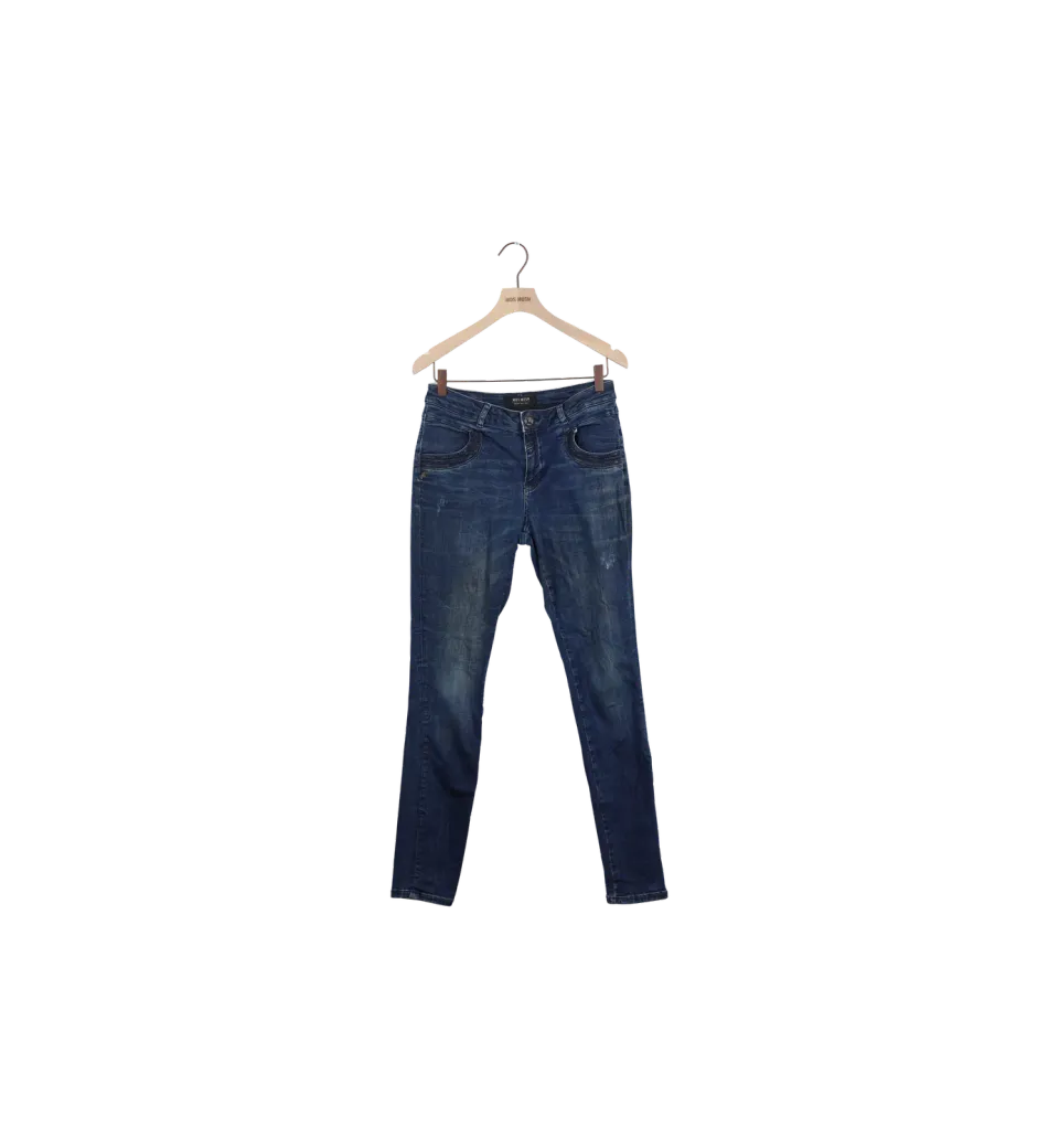 Mos Mosh Naomi Shine Jeans 28 Dunkelblau Pailletten