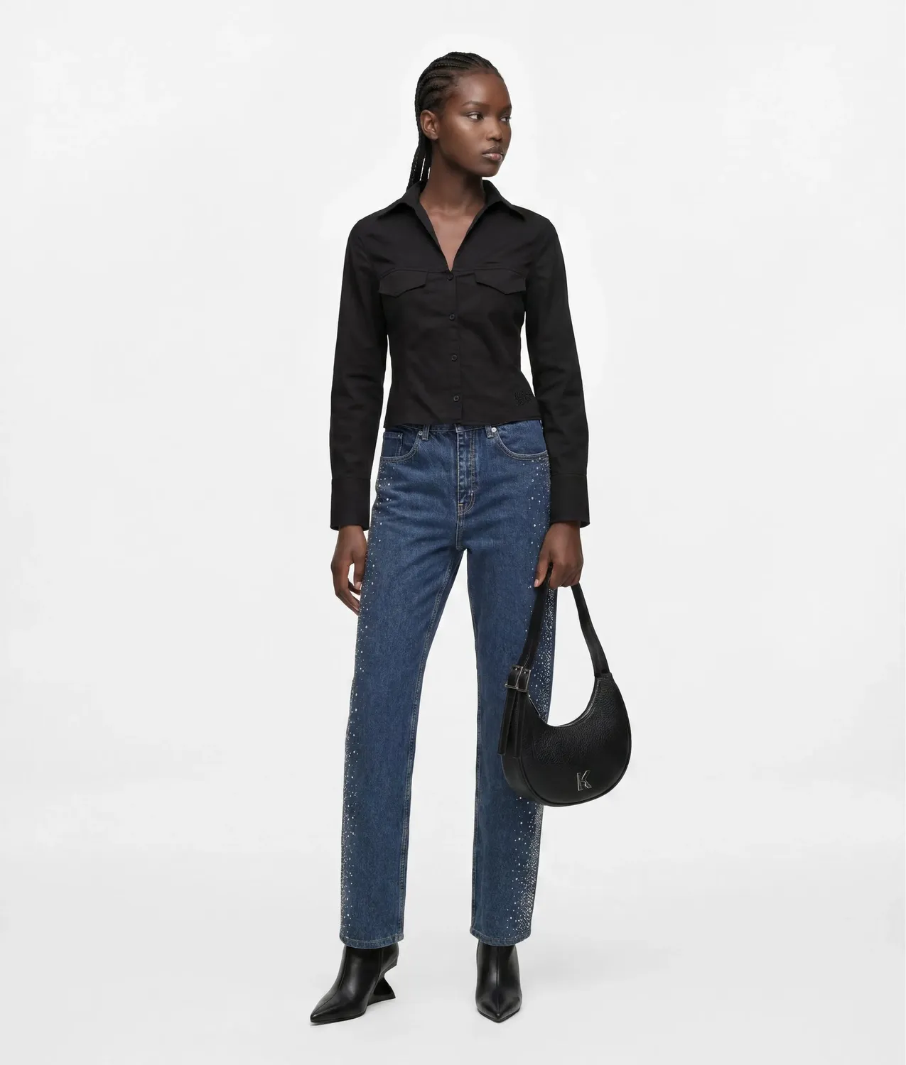 Karl Lagerfeld KL Jeans Rhinestone High-Rise Jeans W28 L30 Strass