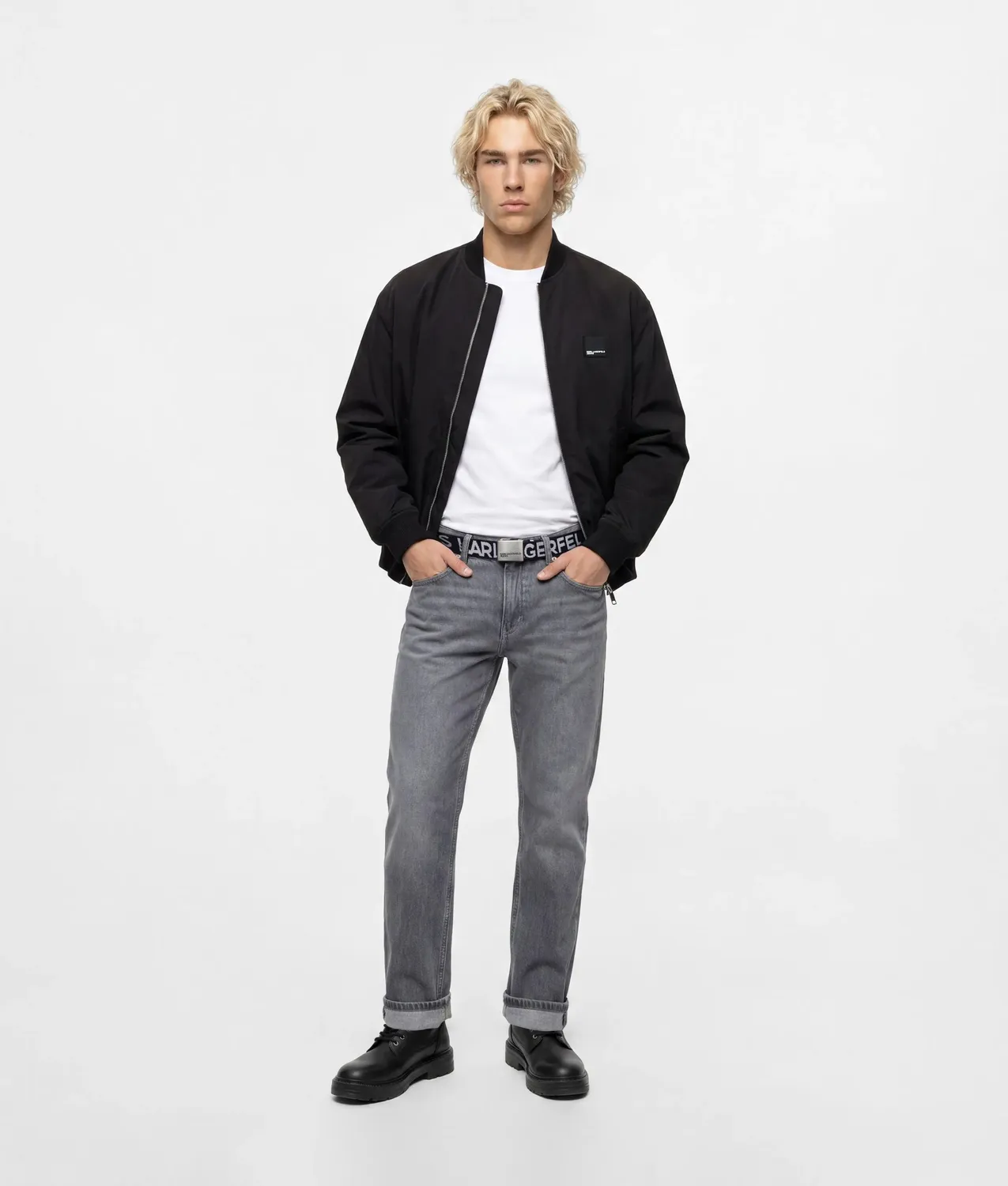 Karl Lagerfeld KL Jeans straight hellgrau Baumwolle