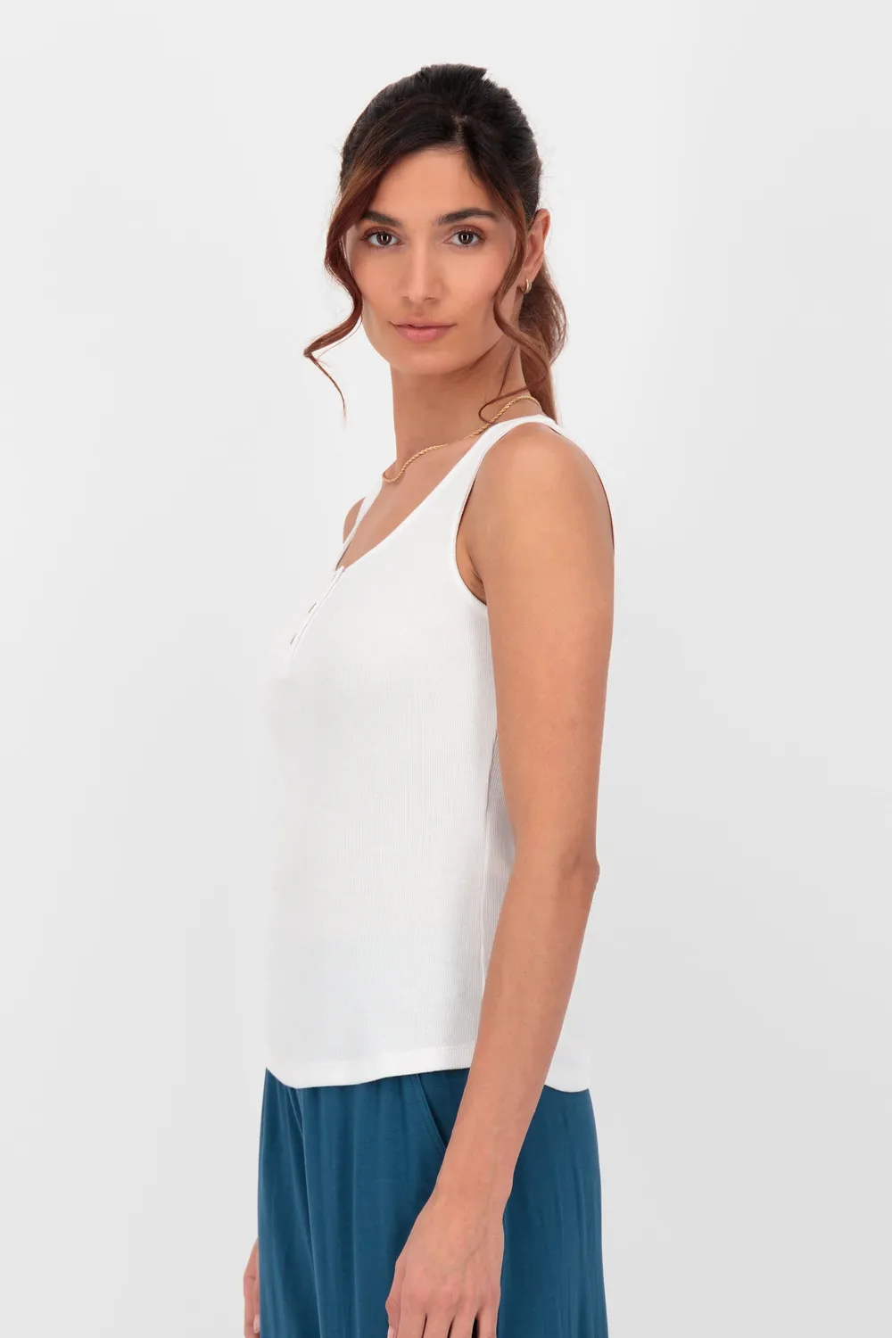 Alife & Kickin HazelAK A Top Weiß Damen Ripp Stretch