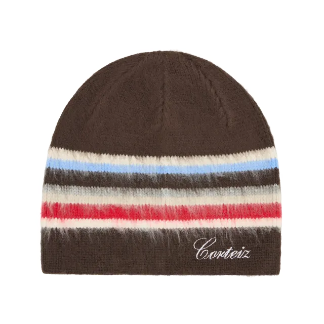 Corteiz Multi Stripe Beanie Braun Strickmütze