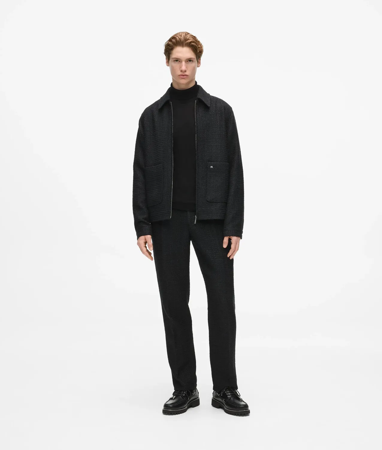 Karl Lagerfeld Bouclé Jacke Zip-up mit Anstecker