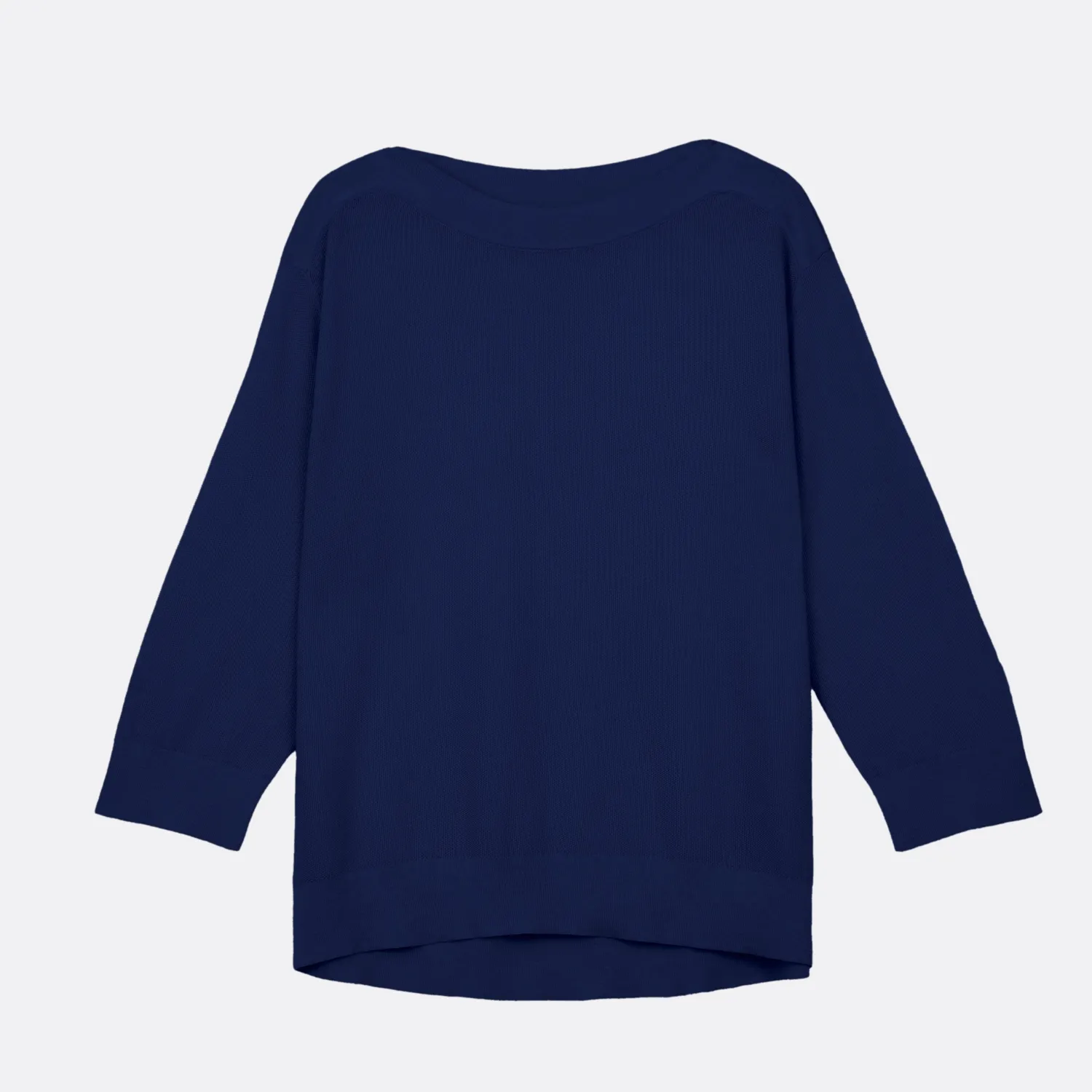 Senatex Pullover Baumwoll-Seide Navy U-Boot-Ausschnitt