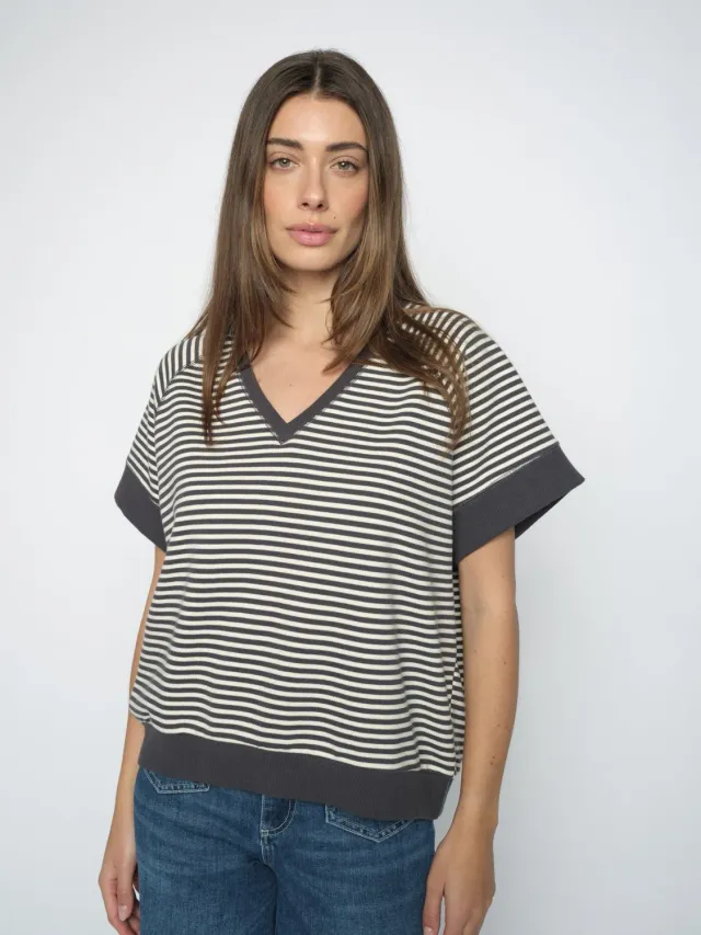 Mos Mosh MMHolt Stripe Sweatshirt India Ink Bio