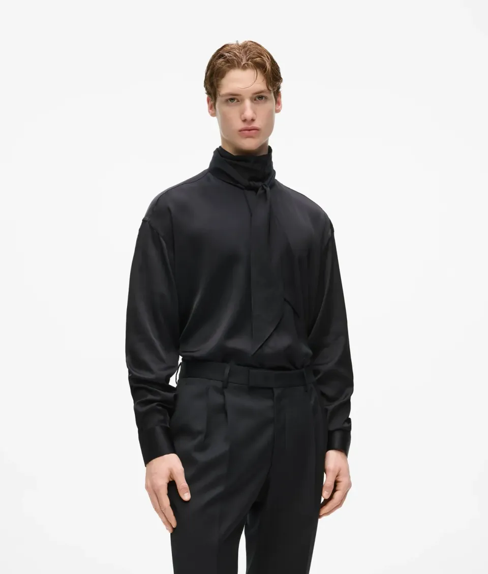 Karl Lagerfeld KL Studio Hemd mit Schal Satin